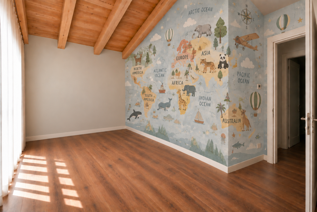 carta da parati per bambini con mappa del mondo carta da parati per bambini con mappa del mondo